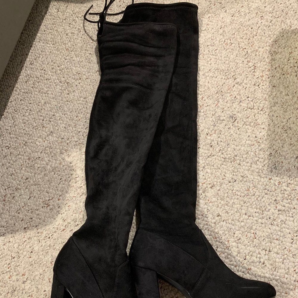 Black thigh high boots